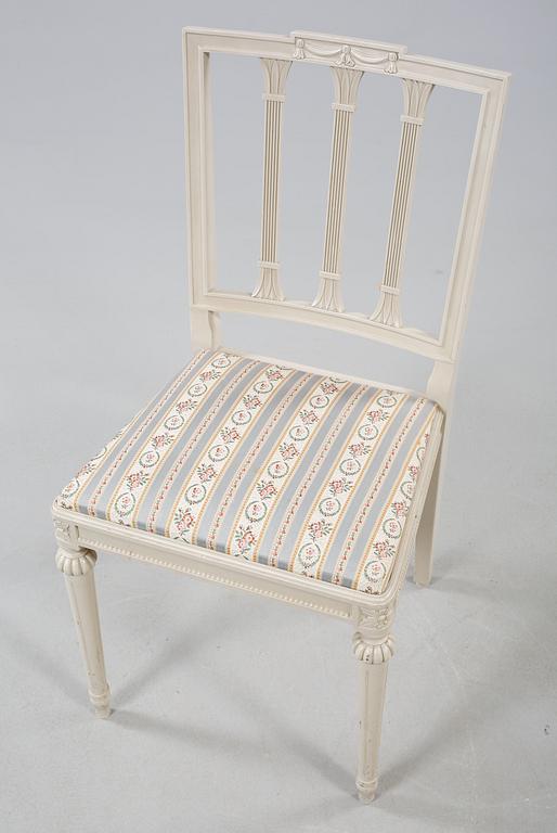 MATGRUPP, 7 delar, gustaviansk stil, omkring 1900-talets mitt.