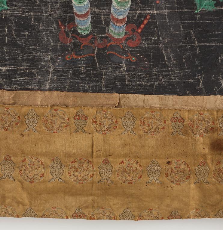 THANGKA, färg på duk. Tibet, sent 1800-tal.