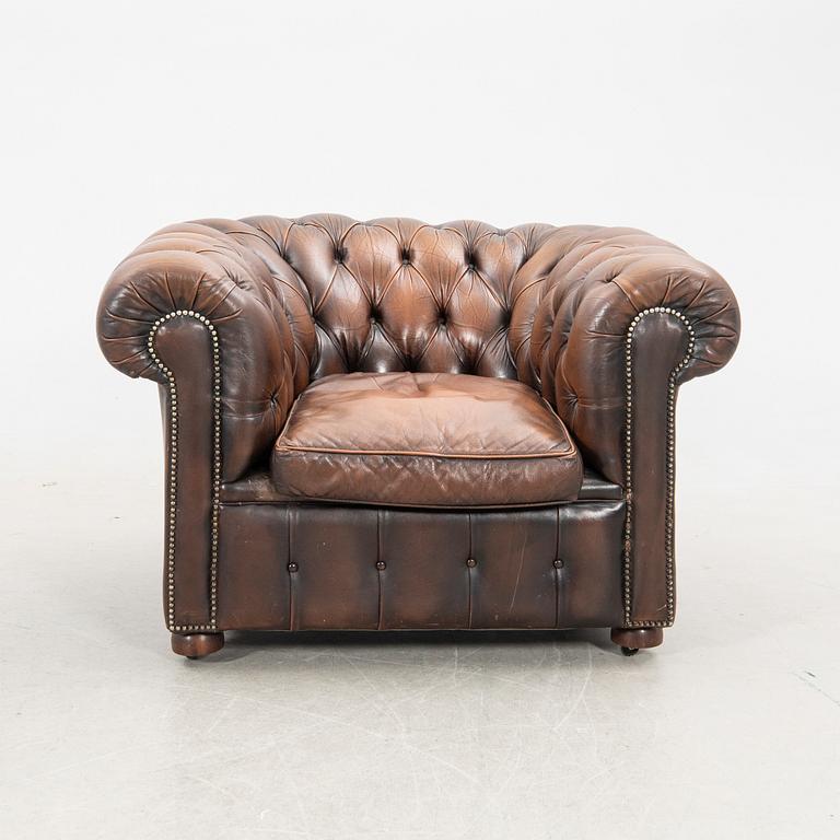 Sofa and armchair, Chesterfield, 20th century.