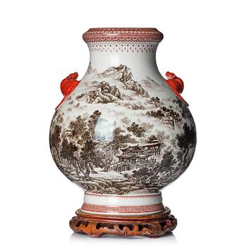1144. A grisaille 'landscape' vase, Republic period, 20th century.