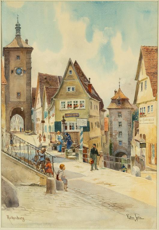 Ellen Jolin, watercolour, signed.