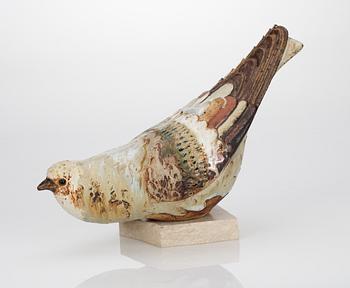 183. FÅGEL, chamotterat stengods. Thyra Lundgren, sign.