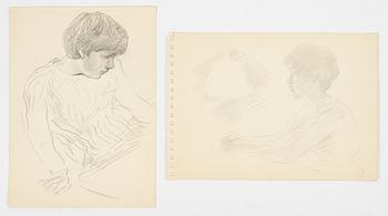 Lotte Laserstein, 2 portraits, drawings, Sitting women.