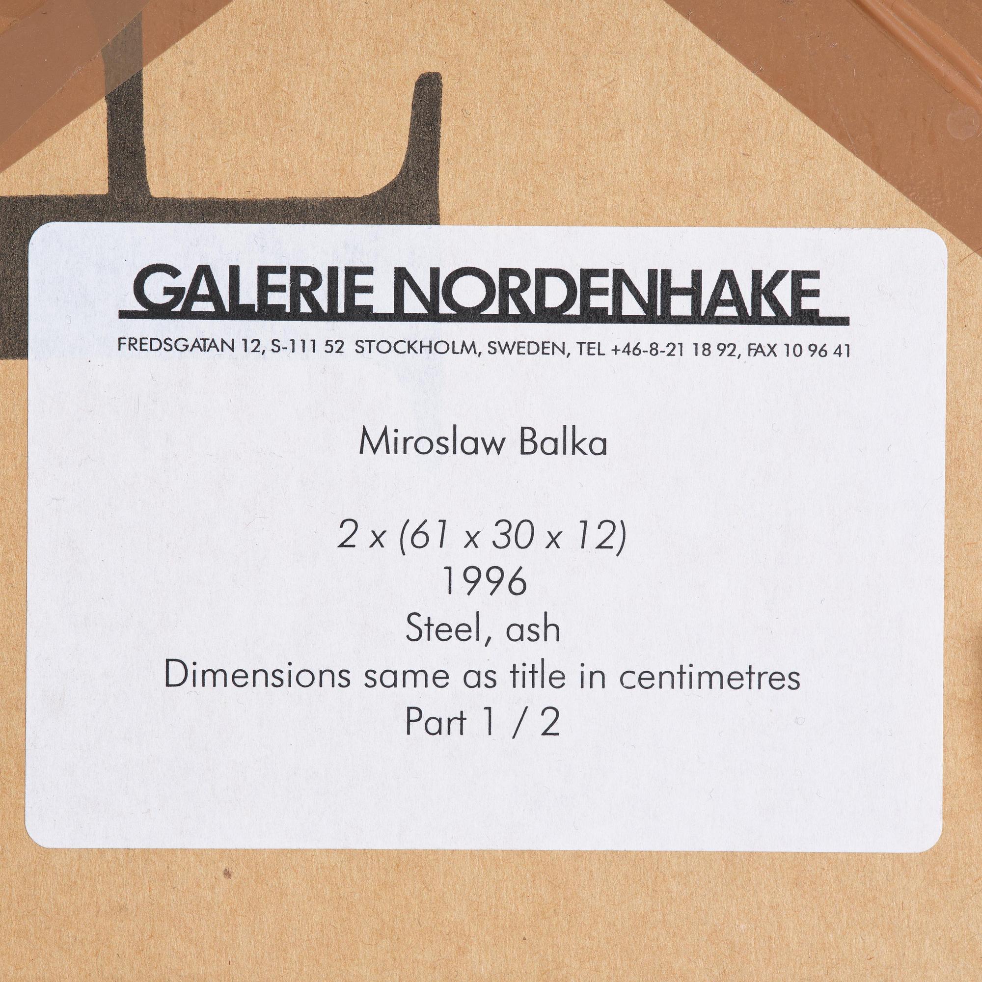 Miroslaw Balka, "2 x (61 x 30 x 12)".