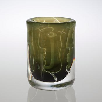 An Ingeborg Lundin 'ariel' glass vase, 'Faces', Orrefors 1973.