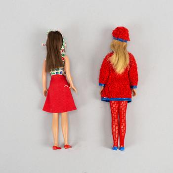 Three Barbiedolls with accessories, Mattel, 1960's.