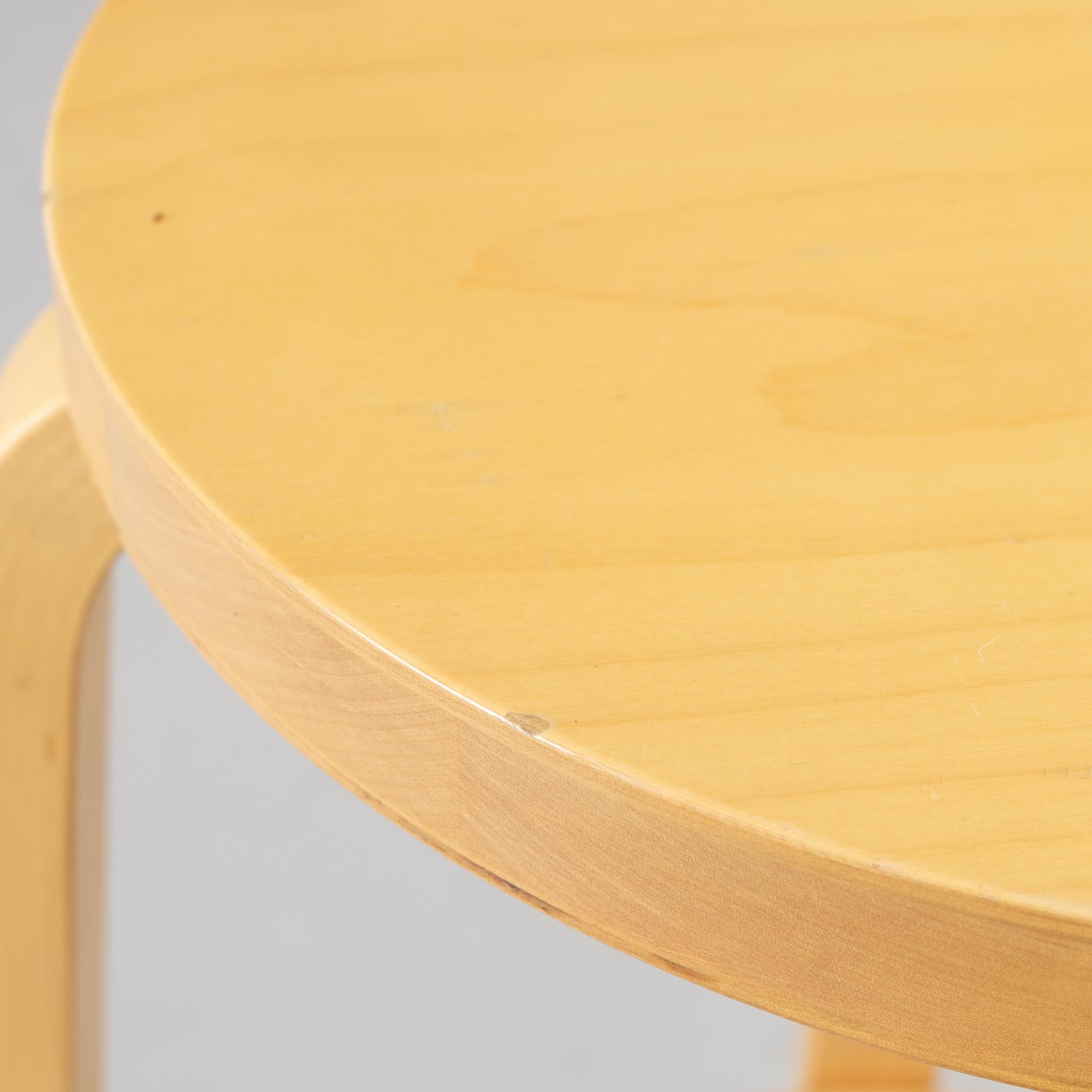 Alvar Aalto, a pair of bar stools, Artek, Finland, 2002.