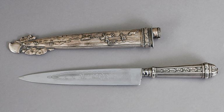 GAUCHOKNIV MED BALJA, nysilver och stål, Sydamerika, 1900-tal.