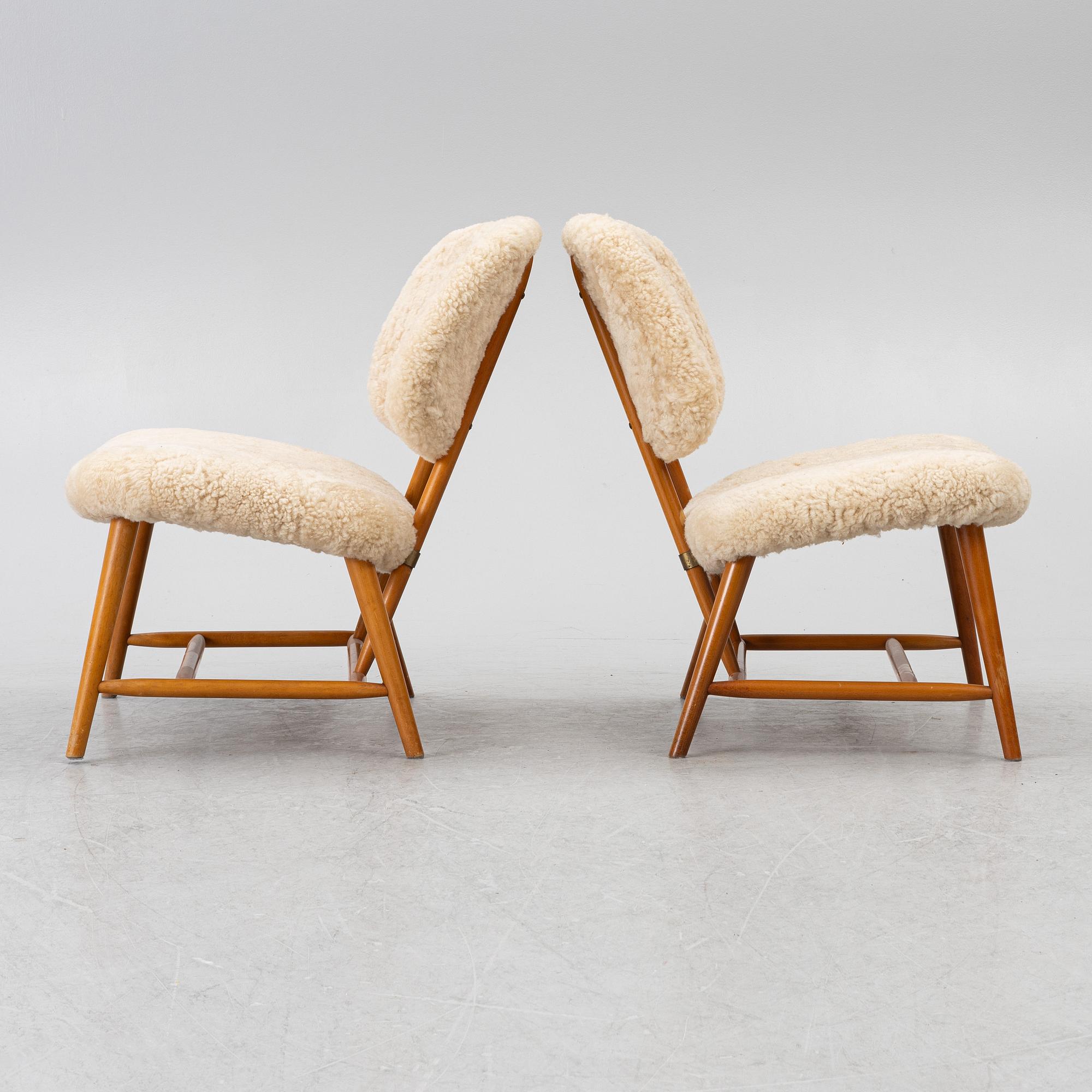 Alf Svensson, a pair of TeVe armchairs,  Studio Ljung's industries, Malmö, 1950s.