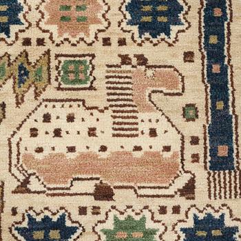 Märta Måås-Fjetterström, A CARPET, "Hästhagen", knotted pile, ca 246 x 165 cm, signed AB MMF.