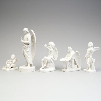 FIVE PARIAN FIGURES, Gustafsberg, early 20th century.