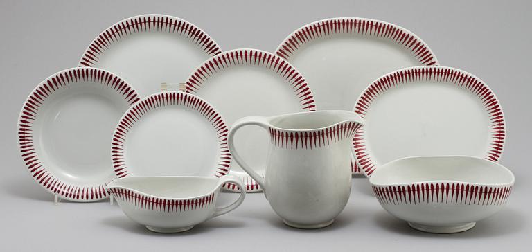 SERVISDELAR, 49 delar, flintgods, "Amulett", Wilhelm Kåge, Gustavsberg, 1900-tal.