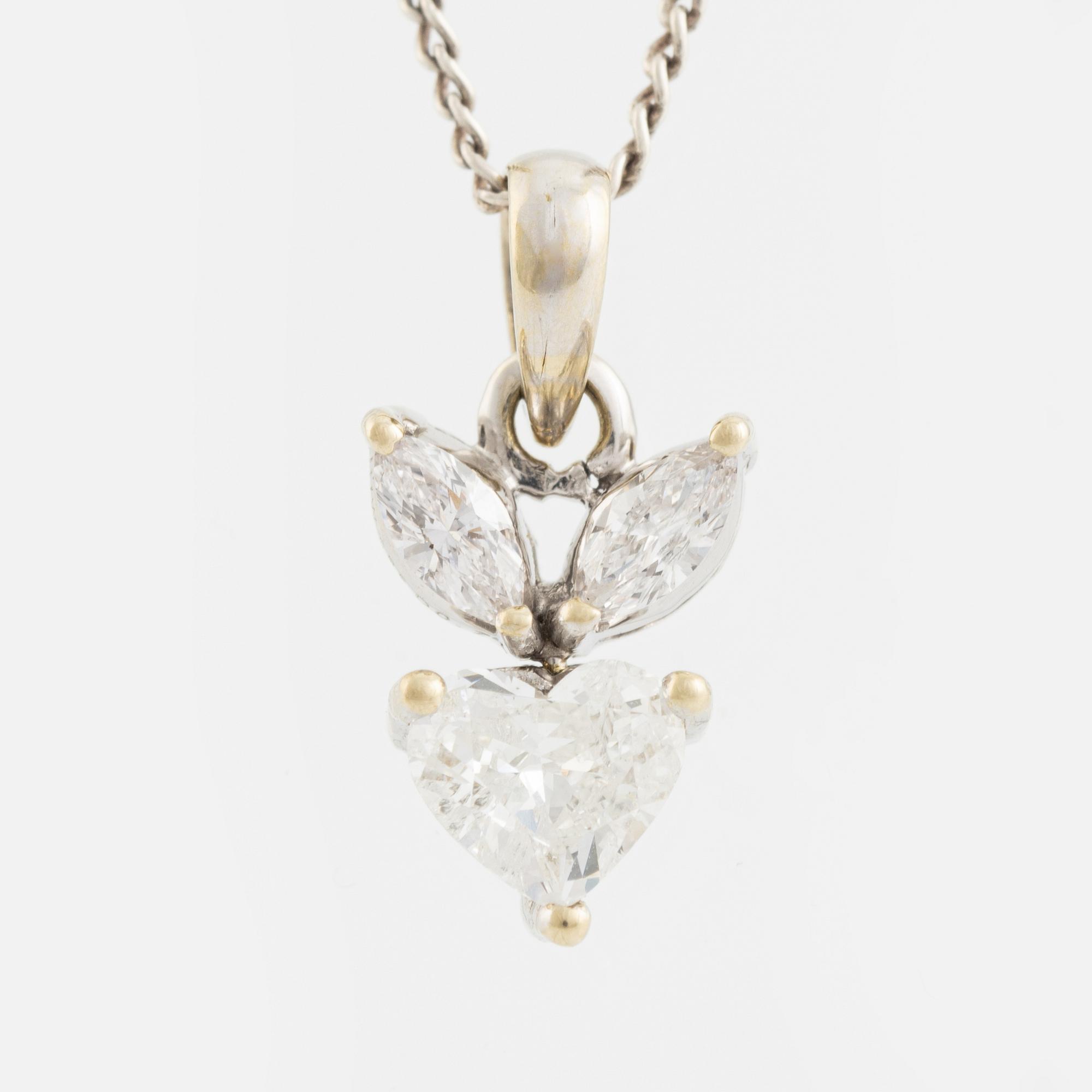 Heart shaped and marquise cut diamond necklace.