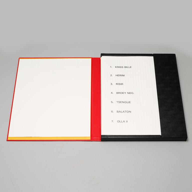 7 serigraphs in a folder, "ION", Falaize, 1989. numbered 167/200.