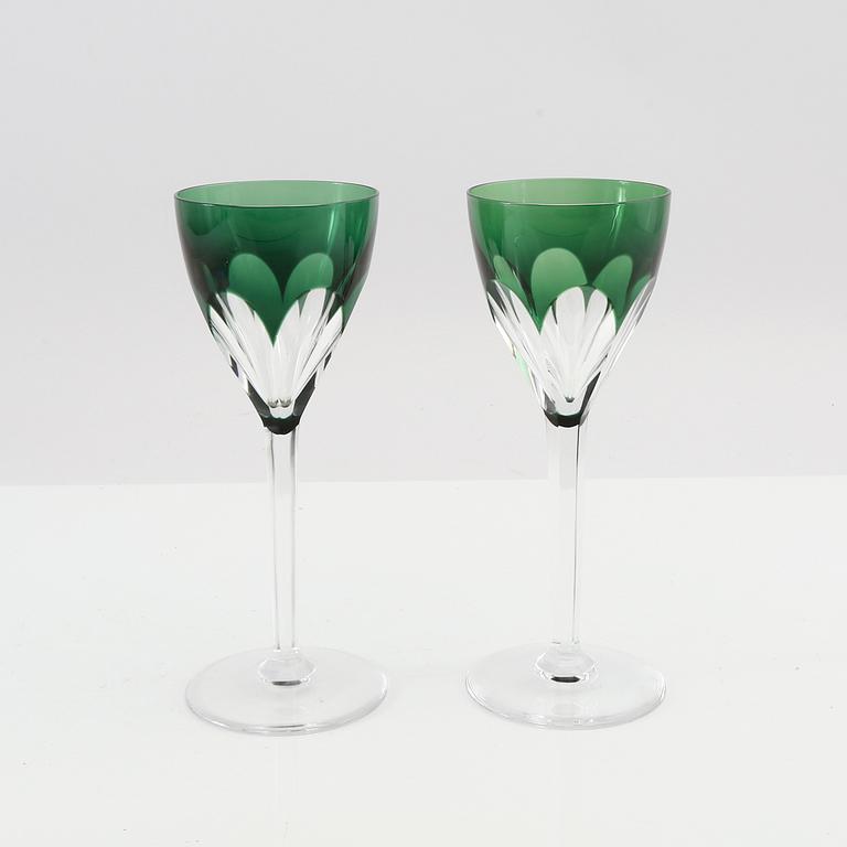 Wine glasses, 13 pcs, Val Saint Lambert, signed, Belgium, second half of the 20th century.