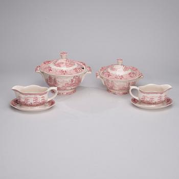 MATSERVIS, 65 delar, ferrafajans, "Maisema" (Landskap) Reinhard Richter, Arabia 1932-1949.