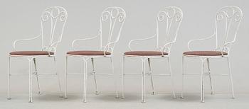 TRÄDGÅRDSSTOLAR, 4 st, smidesjärn, 1950/60-tal.