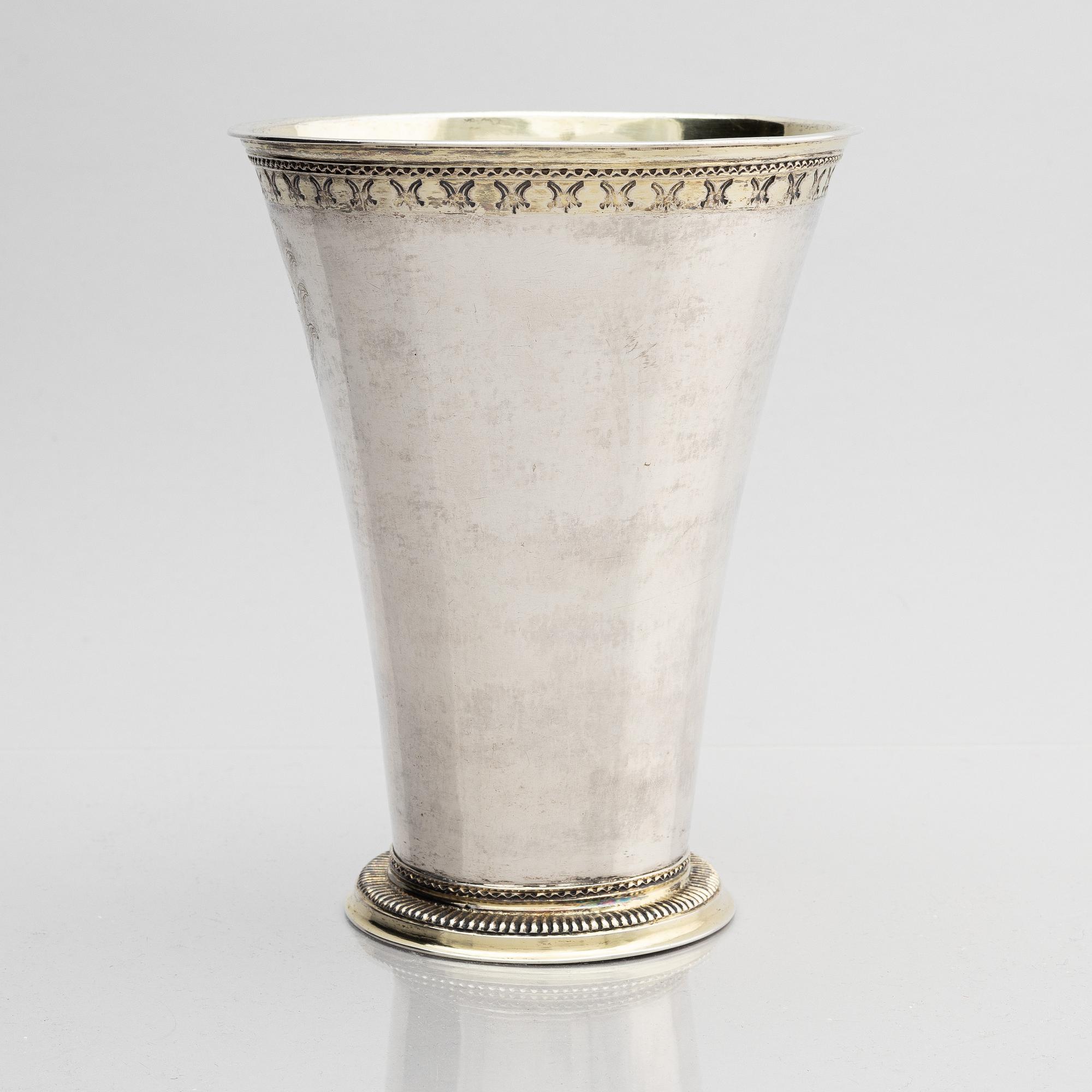 Anders Schotte, bägare, delvis förgyllt silver, Uddevalla 1777. Gustaviansk.