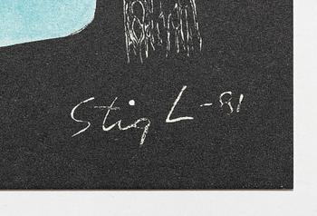 Stig Lindberg, färglitografier, 2 st, Gustavsberg, 1980-81.