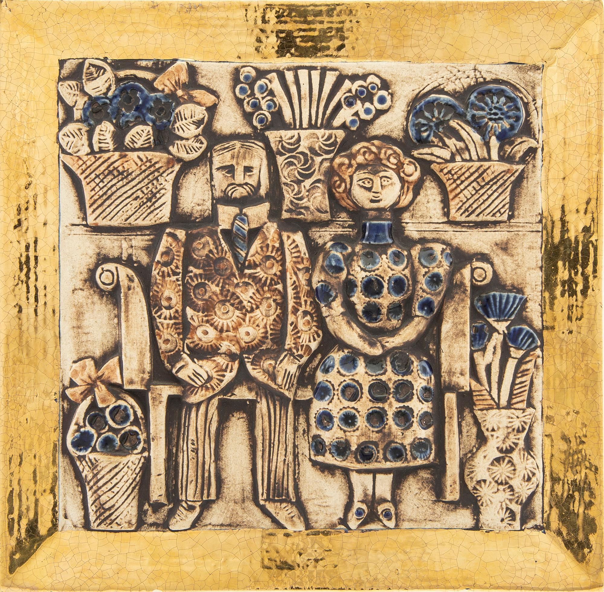 Lisa Larson, väggrelief Gustavsberg glaserat stengods.