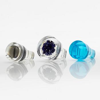Siv Lagerström, three acrylic rings, 1970s.