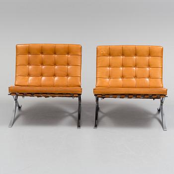 MIES VAN DER ROHE, "Barcelona", fåtöljer, ett par, 1980-tal.