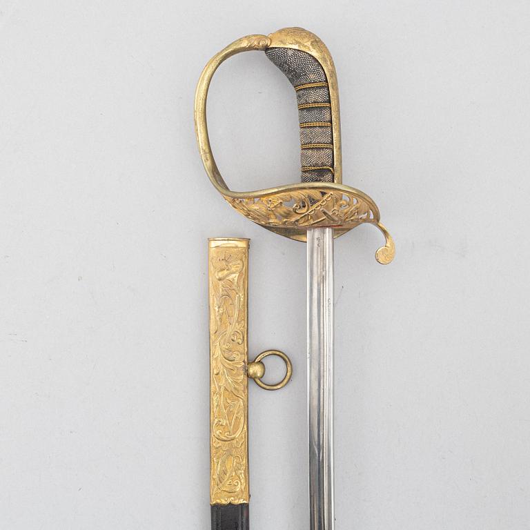 Saber, early 19th century, for an officer in the archipelago fleet (?), with scabbard.