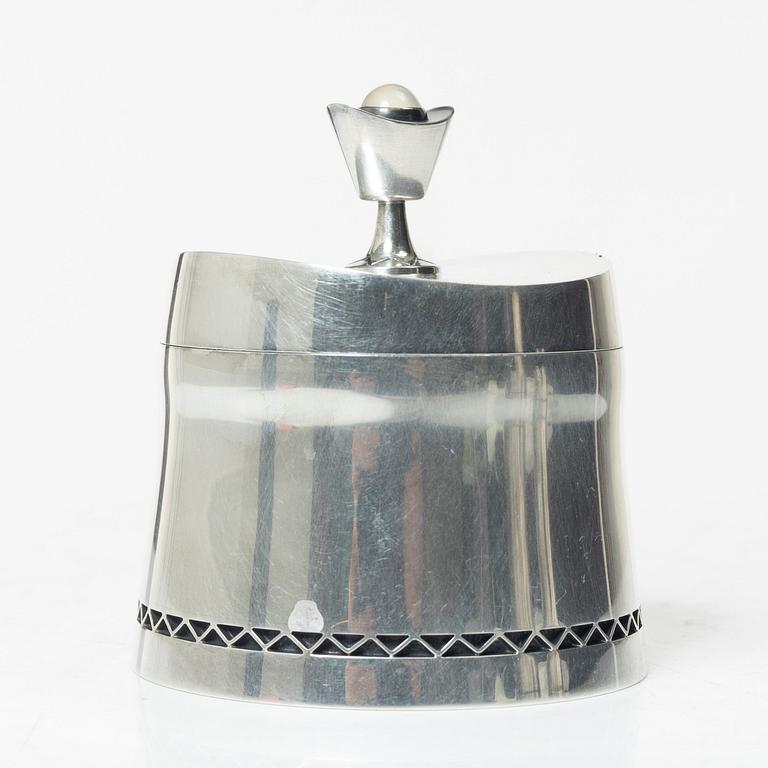 A three-piece silver coffee service by Helge Lindgren for K. Andersson, Stockholm, 1958.