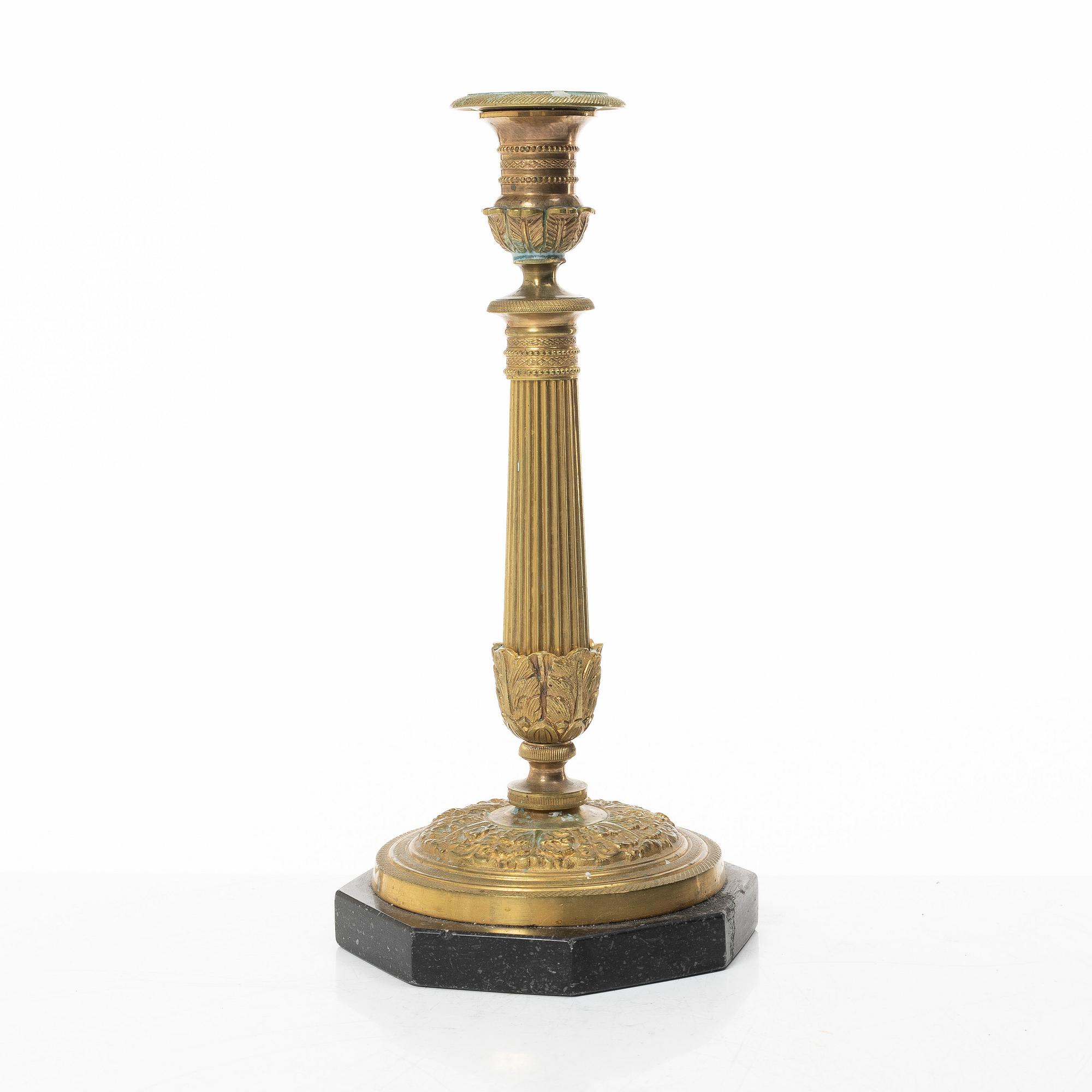 Candle holder, Empire style, R.G Johansson Metal Factory Stockholm, early 20th century.