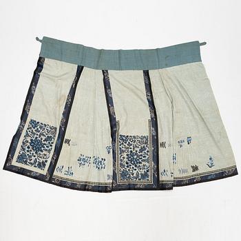 Two Chinese embroidered silk skirts, Qing dynsty, beginning of the 19th century.