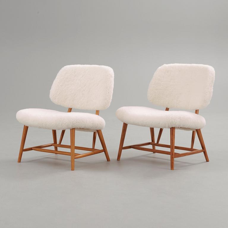 A pair of Alf Svensson 'TeVe' easy chairs, Studio, Ljungs Industrier, Sweden 1950's.