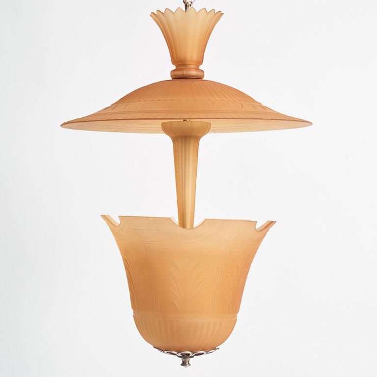 Edward Hald, a chandelier model "HD 55", Orrefors, ca 1928.