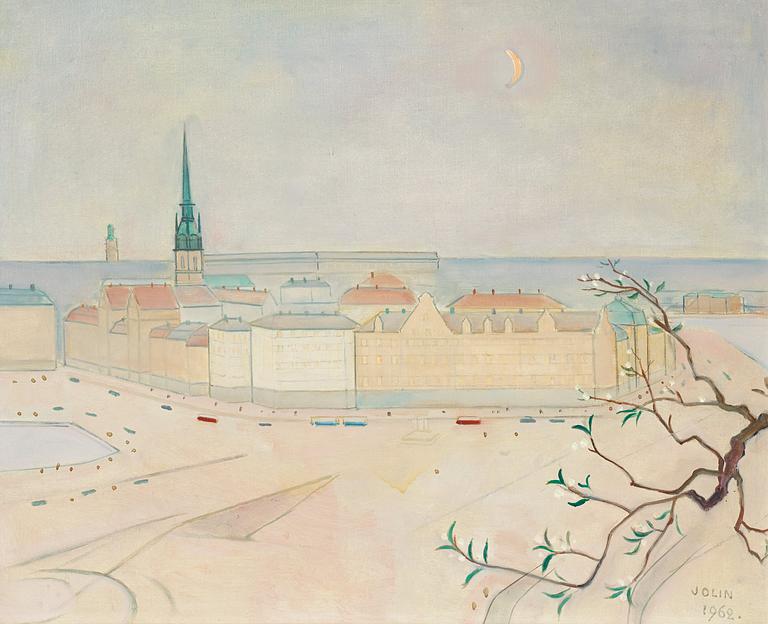 Einar Jolin, Stockholmsvy i månsken.