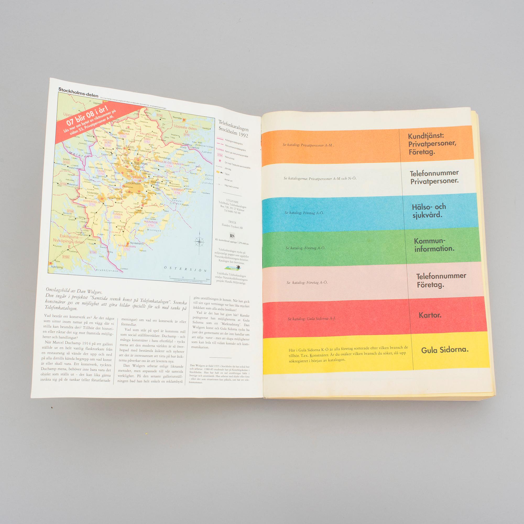 DAN WOLGERS, telefonkatalog, 1992.