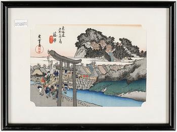 TRÄSNITT, 6 stycken, bla Utagawa Hiroshige, Japan, 18-1900-tal.