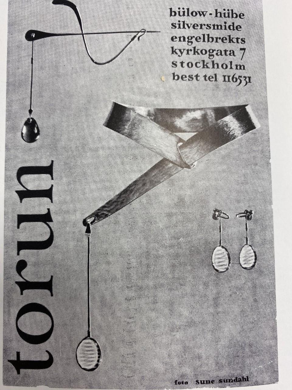Vivianna Torun Bülow-Hübe, halsring med två hängen, Stockholm 1951.