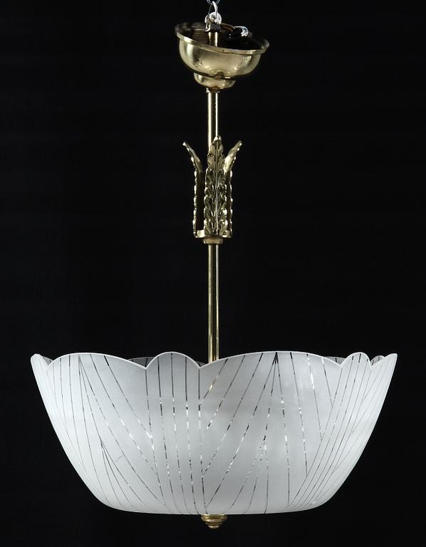 TAKLAMPA, Orrefors, omkring 1900-talets mitt, h 55.