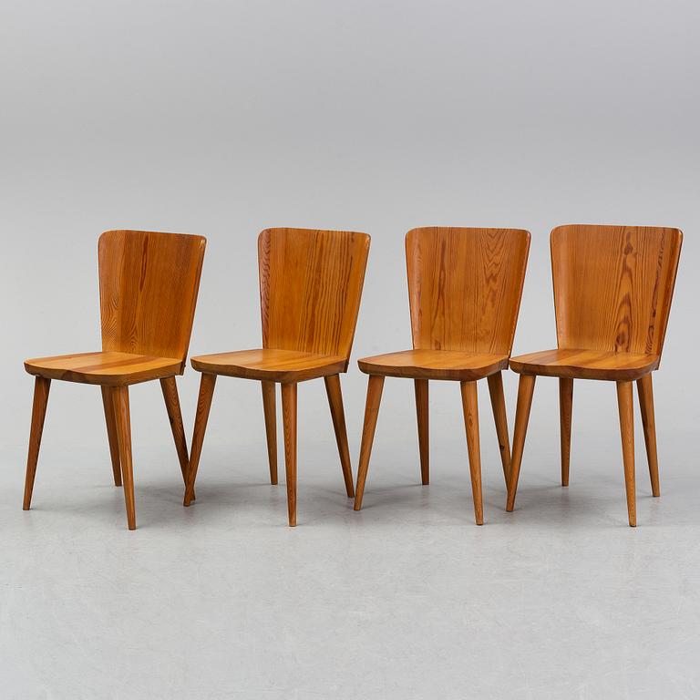 Four pine chairs by Göran Malmvall, second half of the 20th Century.