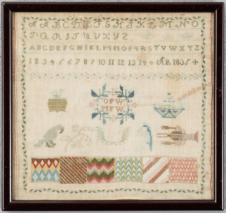 BRODERI, daterad 1835.