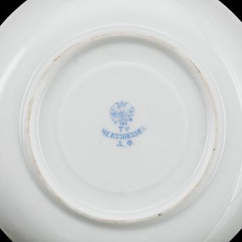 KOPPAR MED FAT, 6 st. Porslin, Kuznetsov, Ryssland. 1800/1900-tal.