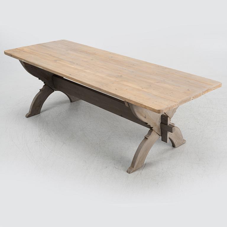 A painted pine table, contemporary.