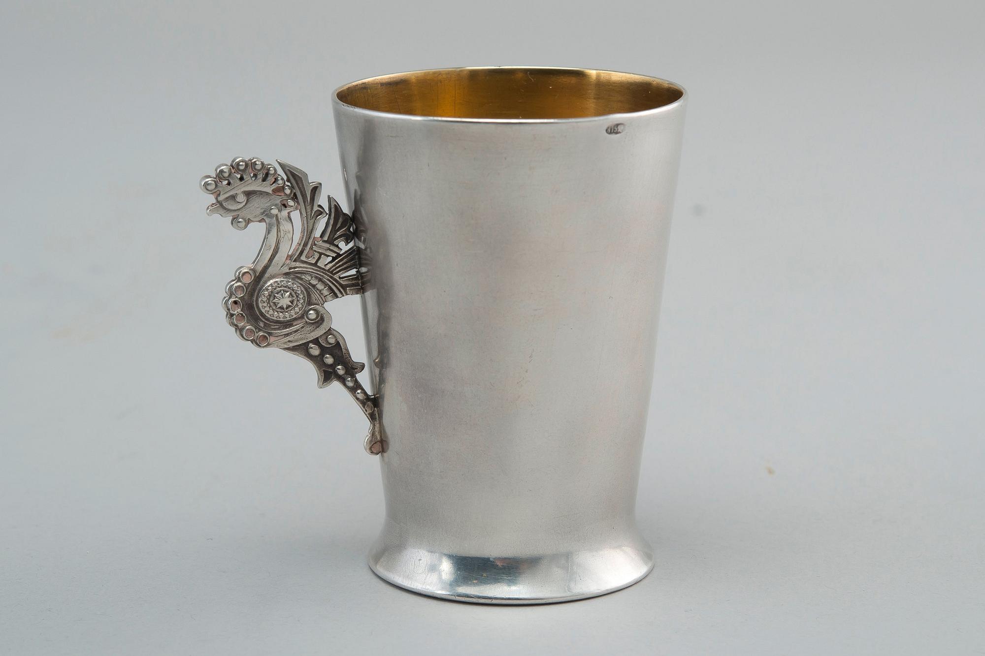 A CHARKA,  84 silver. Marked Chlebnikov Moscow turn of the century 18/1900. Height 6 cm, weight 53,5 g.