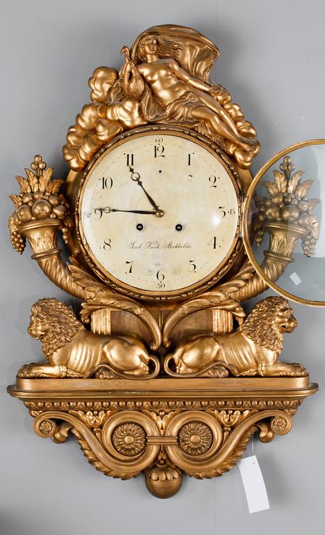 VÄGGPENDYL, sengustavianskt, urtavlan märkt Jacob Kock, verksam 1762-1803 i Stockholm.