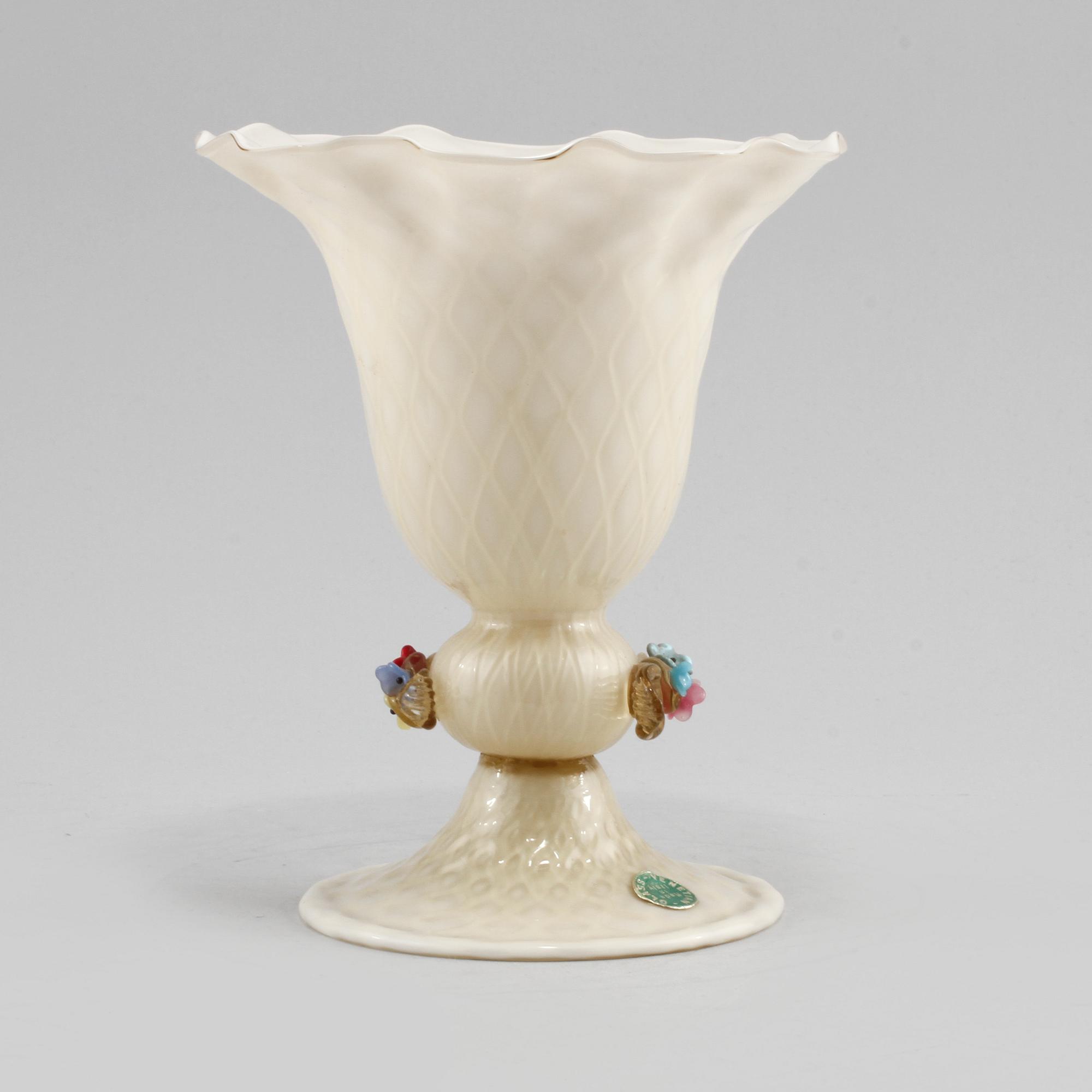 SKÅL PÅ FOT, glas, Murano, Italien, sannolikt 1940/1950-tal, etikettmärkt.
