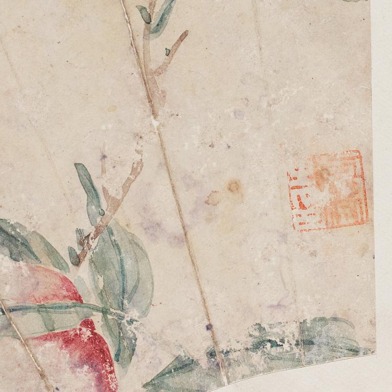 Two Fan paintings by unknown artis, late Qing dynasty.