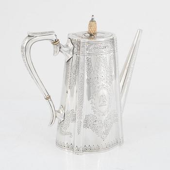 Walker & Hall (John Edward Bingham), kaffe- och teservis, 4 delar, silver, Sheffield 1891.