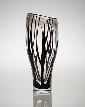 A Vicke Lindstrand glass vase, 'Tree in fog', Kosta 1950's.