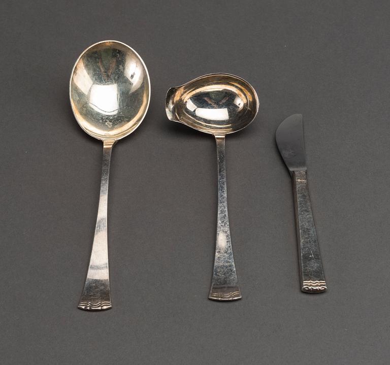 A Swedish 20th century set of 72 pcs of silver cutlery mark of GAB Stockholm 1960's total weight ca 3799 gr.