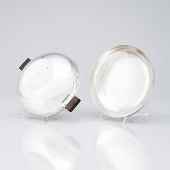 Sylvia Stave, two alpacca lidded dishes, C.G. Hallberg, Stockholm, designed in 1934.