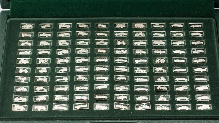 PLAKETTER samt MEDALJER, 224 st, sterlingsilver, Franklin Mint, 1900-talets fjärde kvartal. Total vikt ca 1100 gram.